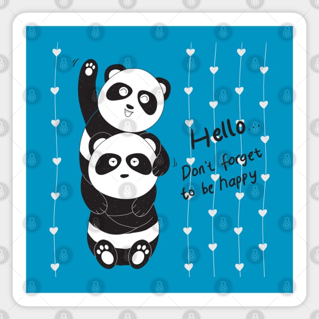 Panda couple don t forget to be happy Sticker by Mako Design 